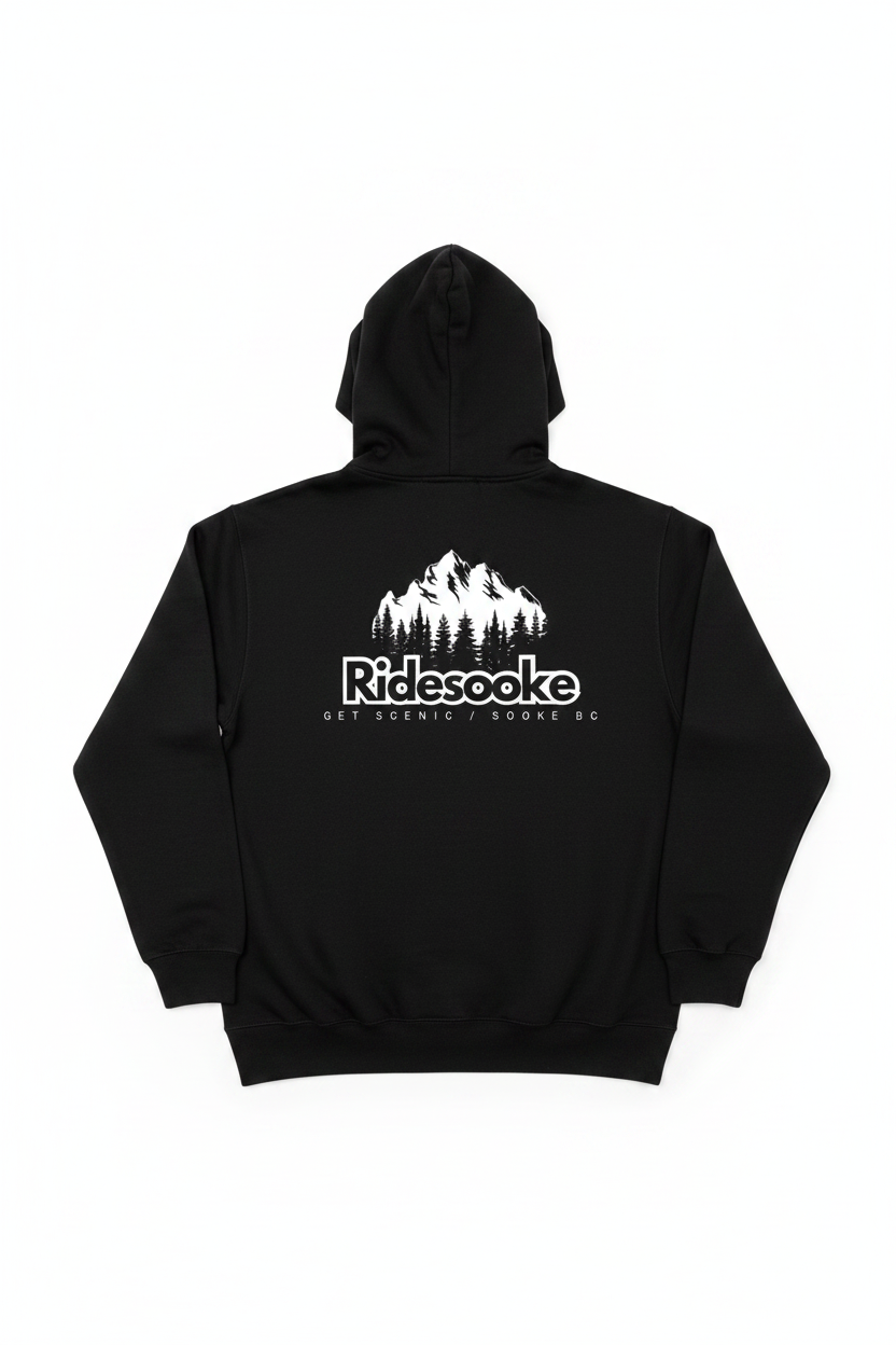 RideSooke Get Scenic Hoodie - Back mountain graphic
